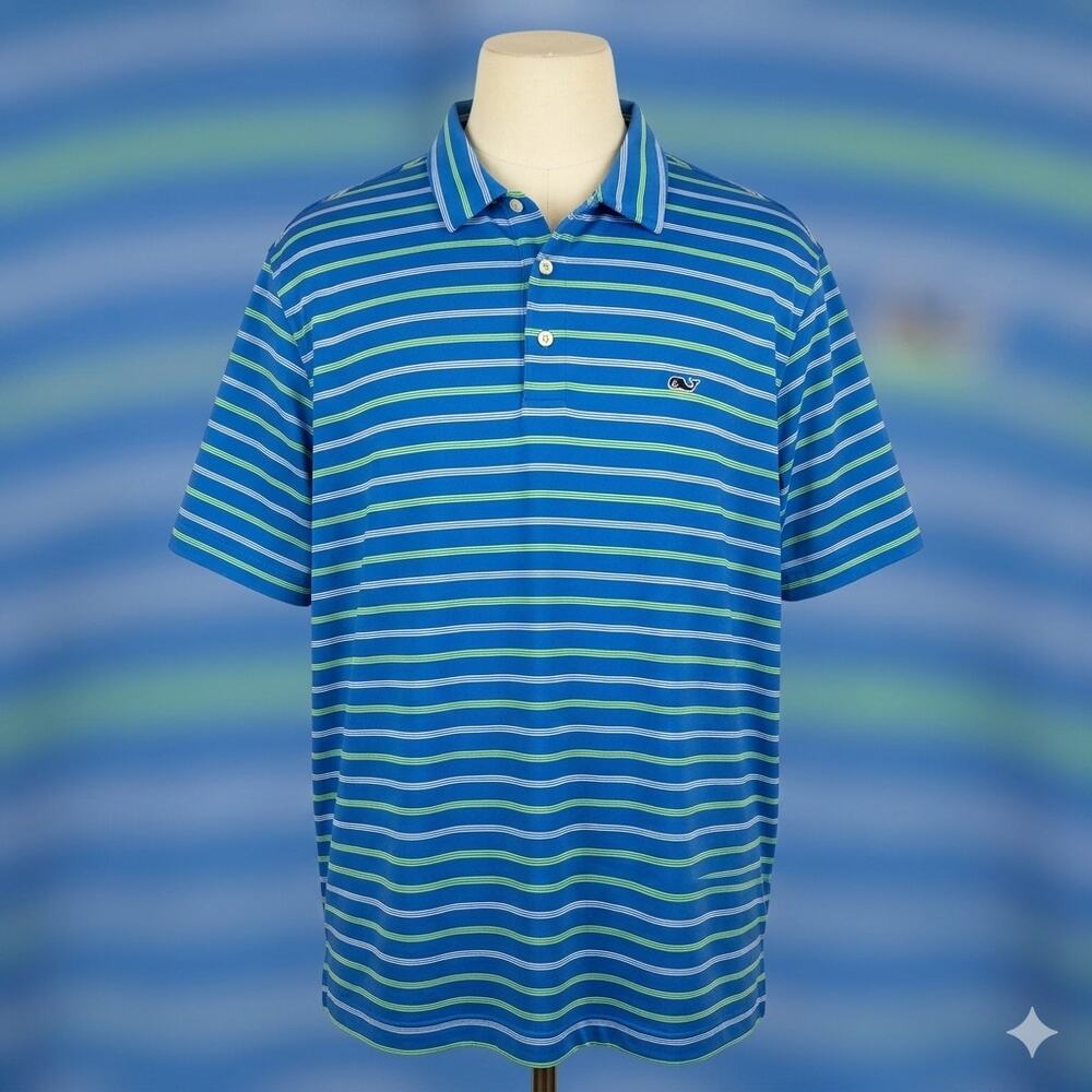 Vineyard Vines Men’s Performance Blue Green Polo Shirt XXL